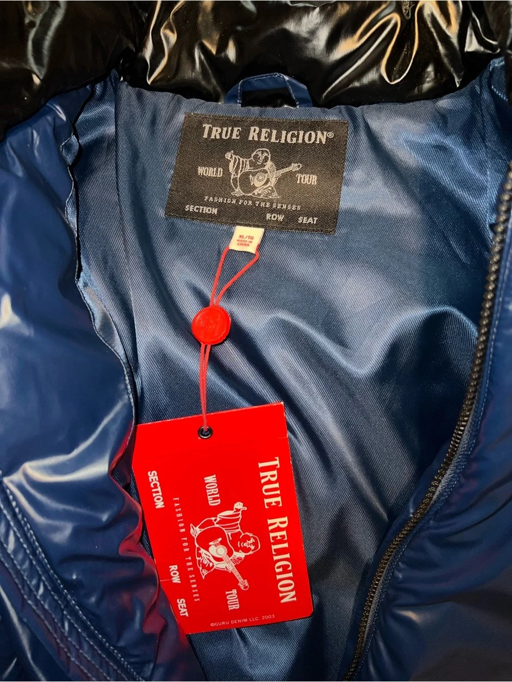 True Religion Navy and Black Quilted Puffer Jacket with Hood